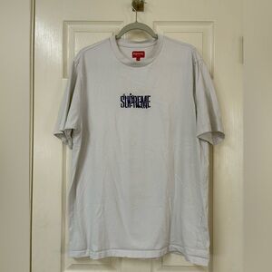SS21 Supreme Splatter Logo Blue White Tee T Shirt Size Large L Streetwear  #040